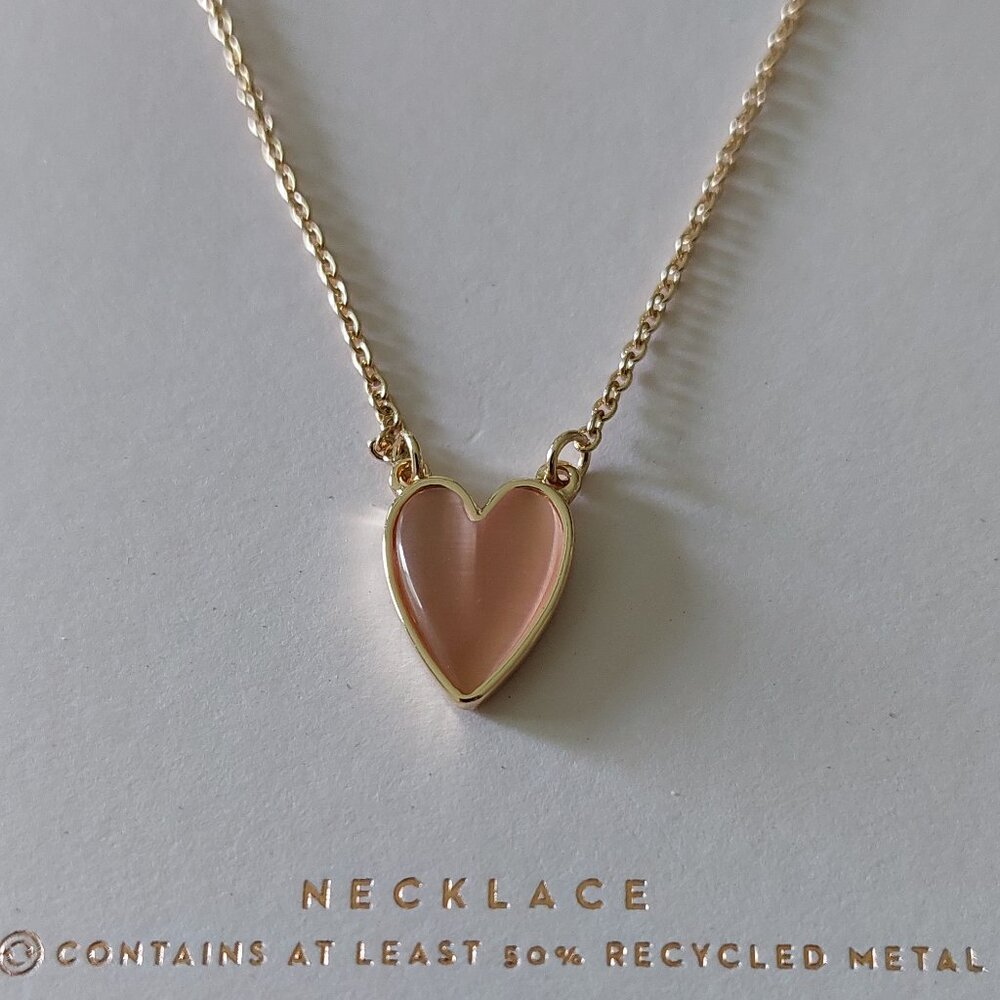 Lauren Conrad Pink Heart Gold Tone Earrings & Necklace Set - Picture 3 of 5